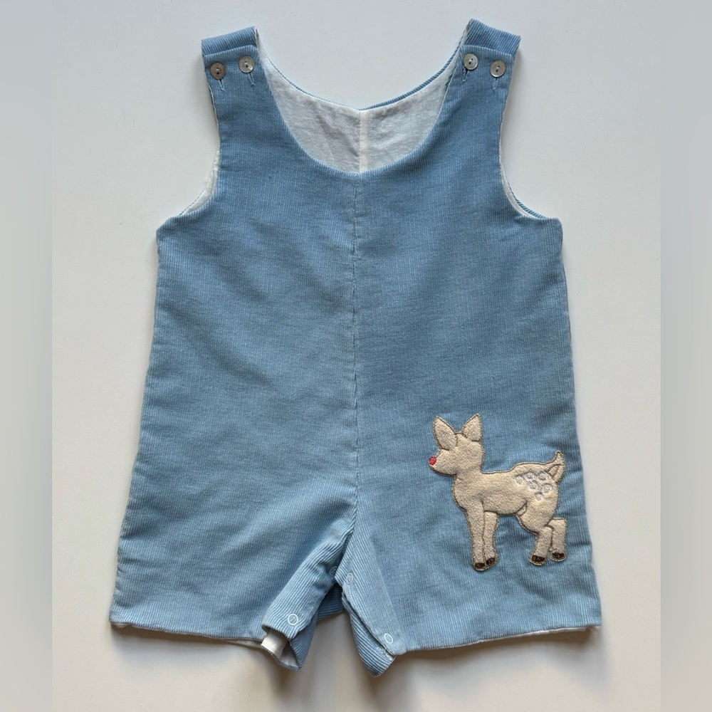 Dondolo Boys Light Blue Corduroy John John with Deep Appliqué - Size 18M